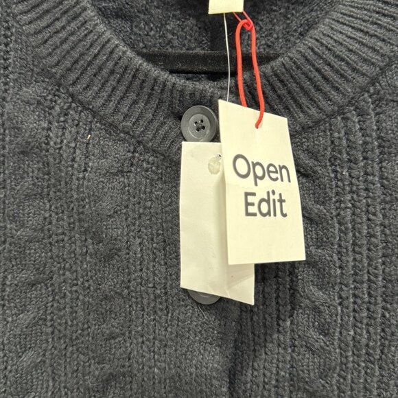 OPEN EDIT Women's Navy Black Knit Crop Cardigan SMALL - Picture 4 of 4